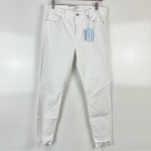 FRAME Denim Le Skinny de Jeanne White Raw Hem Skinny Jeans NWT Women's 32